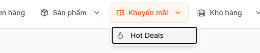 Bước 1: Người bán nhấn vào mục “Khuyến mại” => nhấn chọn mục “Hot Deals”